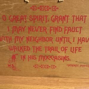 Wooden Plaque with Cherokee Prayer in Red
